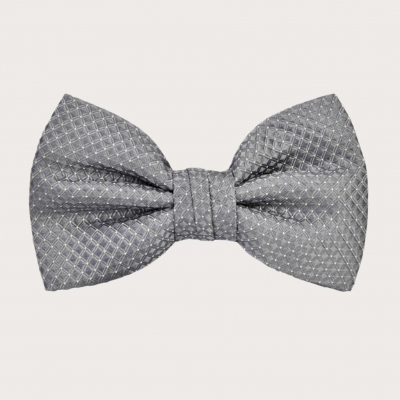 Pearl gray pin dot suspenders and bow tie set for buttons