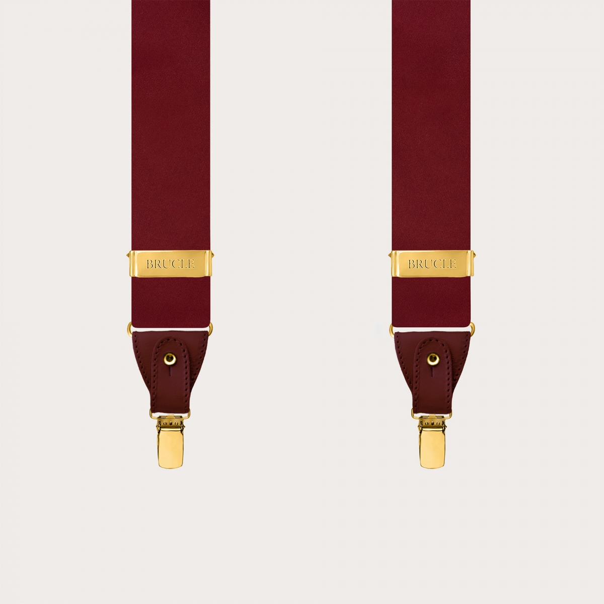 Men's Bordeaux Silk Suspenders for Buttons or Gold Clips