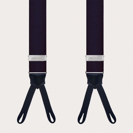 Blaue Seidenhosenträger mit Knopflöchern