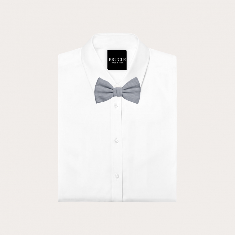 Grey jacquard silk bow tie