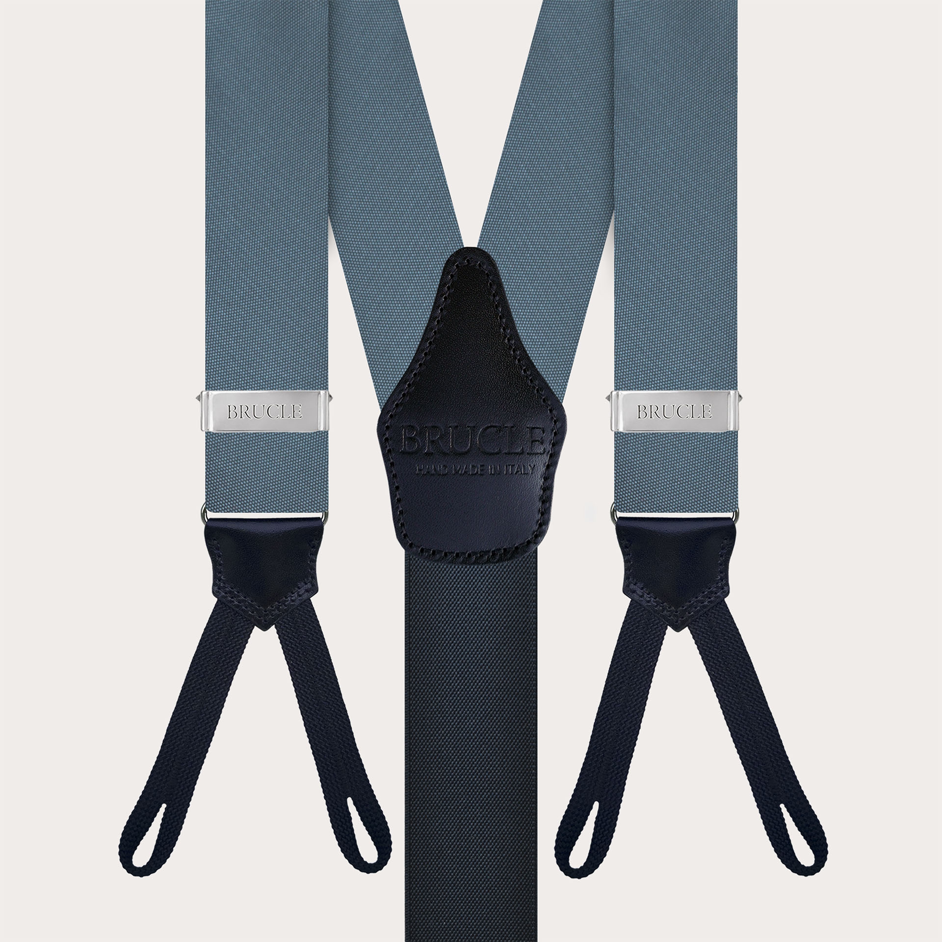 Elegantes tirantes de seda para botones en color azul empolvado