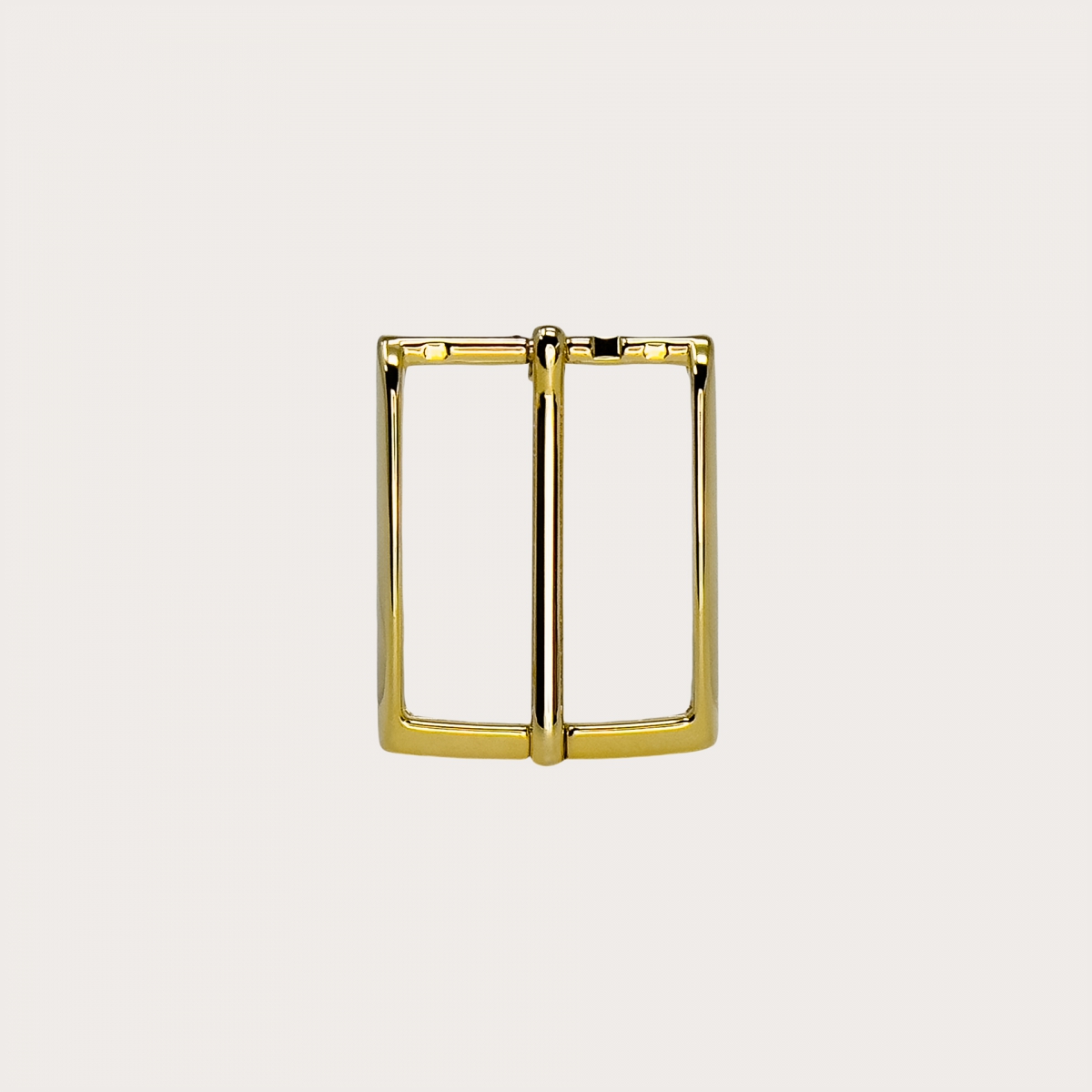 Polished gold square buckle for belts with 35 mm height