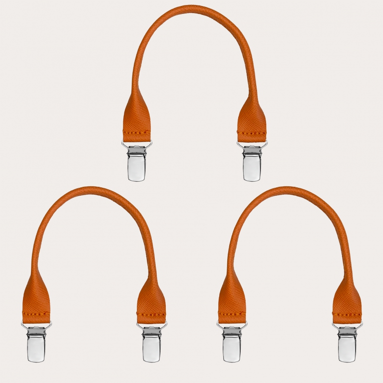 Set de piezas de cuero saffiano naranja con clips para tirantes