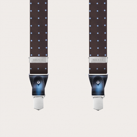 Tirantes de seda marrón con lunares, botones o clips