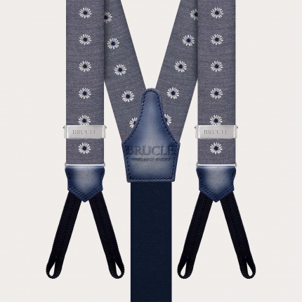 Tirantes de hombre grises con flores y ojales para botones