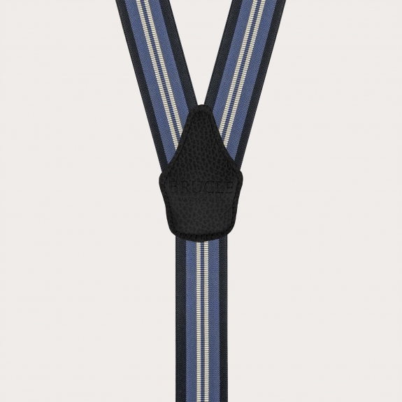 Blue and light blue striped suspenders, clip-on only