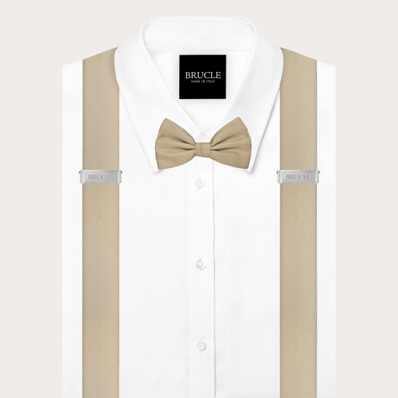 Champagne silk suspender and bow tie set