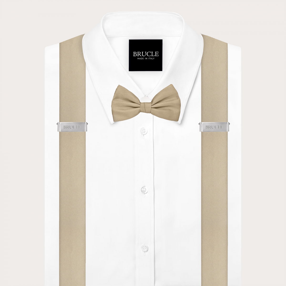 Champagne silk suspender and bow tie set