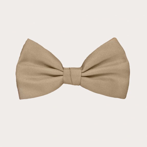 Ensemble bretelles et nœud papillon en soie couleur champagne