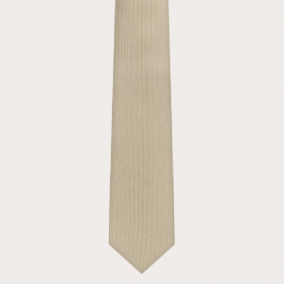 Bretelles et cravate coordonnées en soie champagne