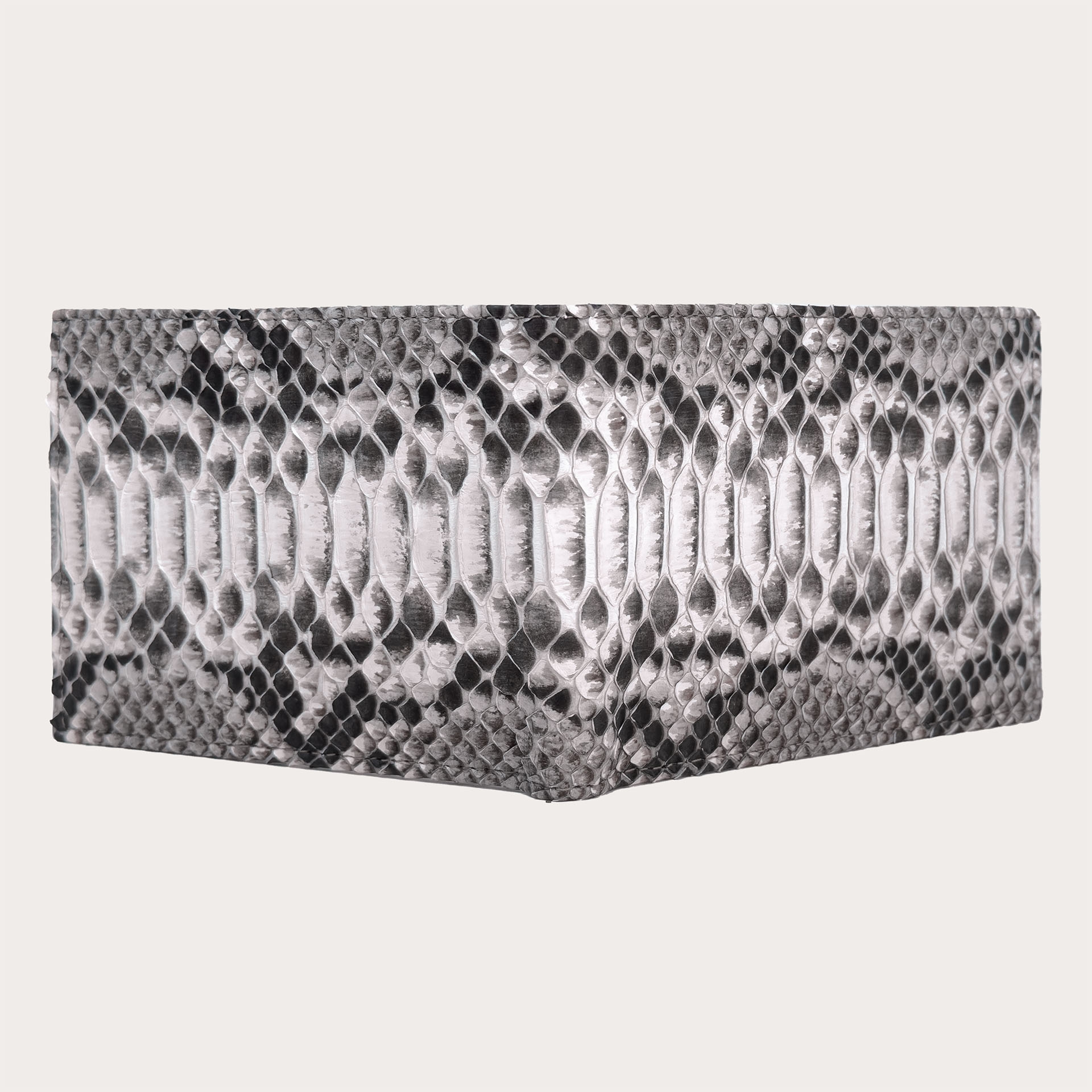 Genuine python bifold wallet with coin purse, rock