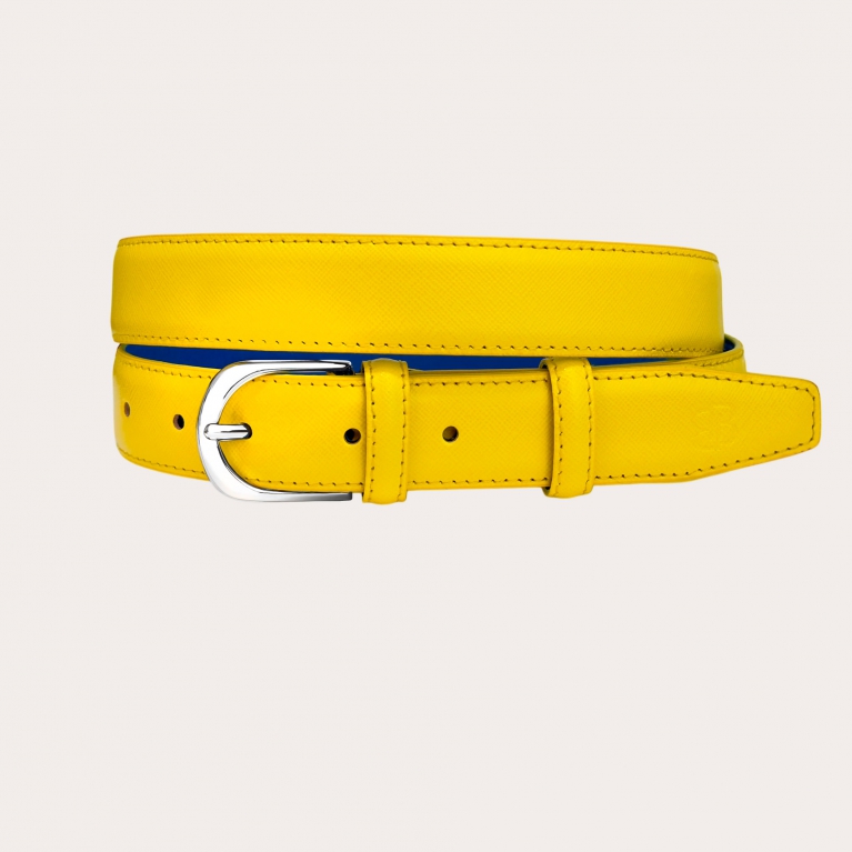 Cintura gialla in pelle saffiano