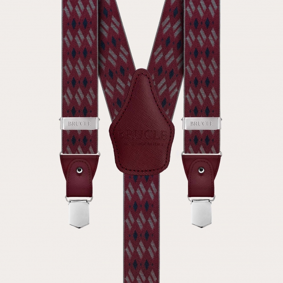 Bretelles Homme à Double Usage avec Motif losanges Bordeaux