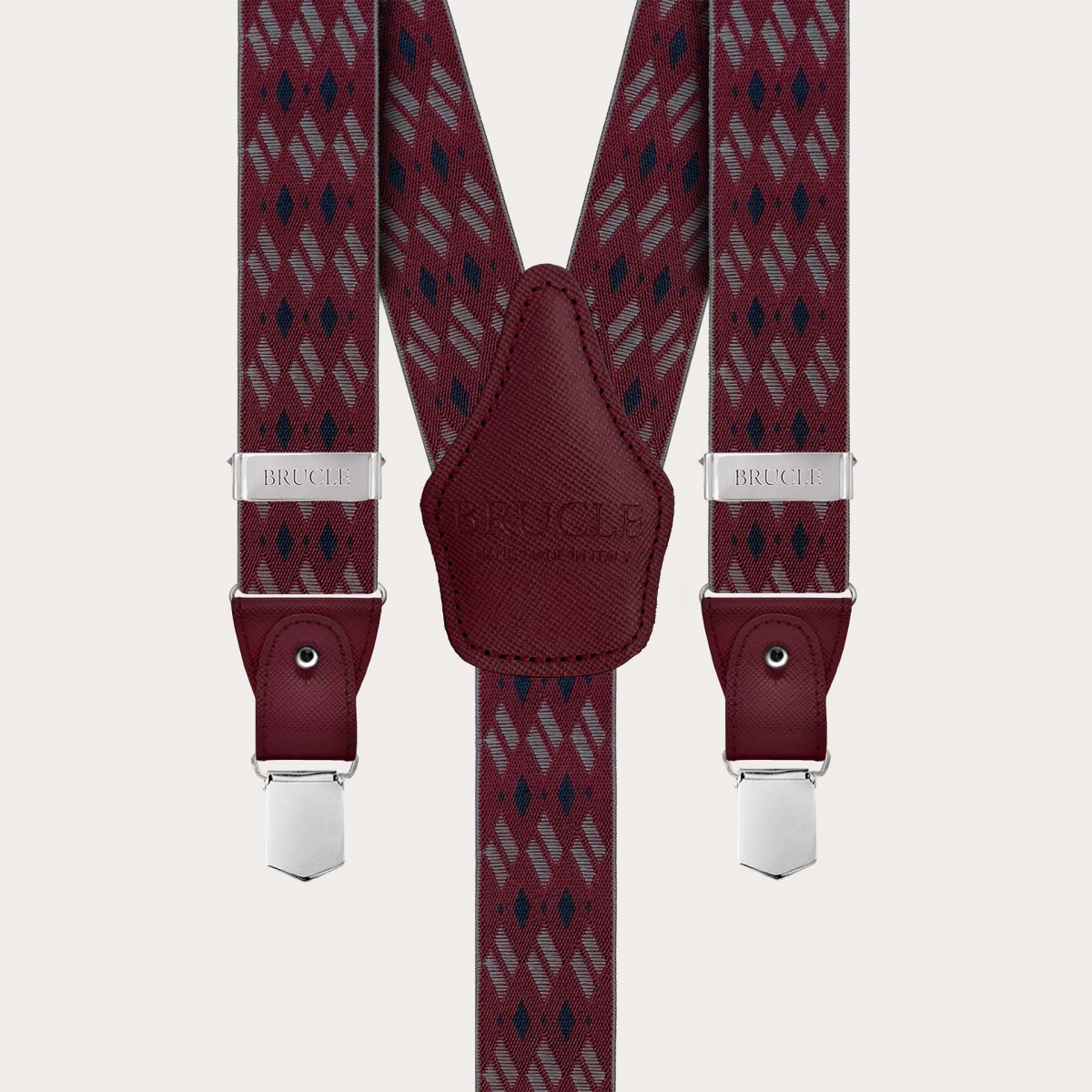 Bretelles Homme à Double Usage avec Motif losanges Bordeaux