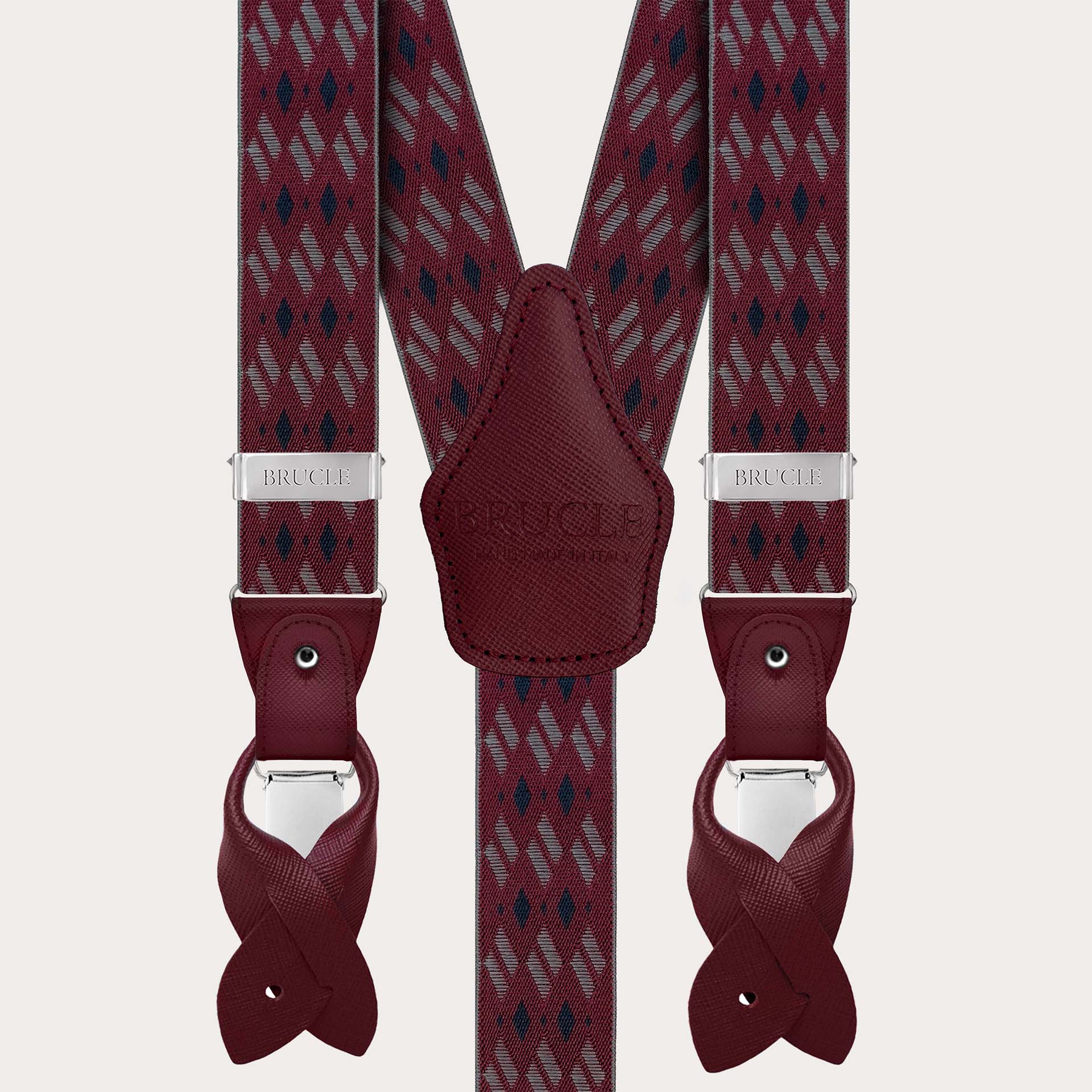 Bretelles Homme à Double Usage avec Motif losanges Bordeaux