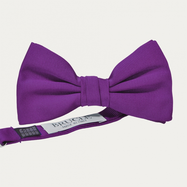 Nœud papillon en satin jacquard de soie violet