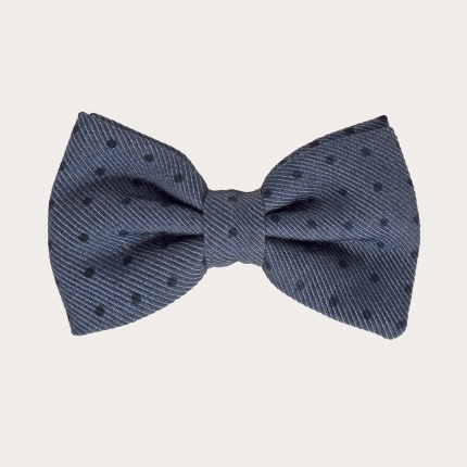 Nœud papillon pre noué en soie jacquard bleu gris