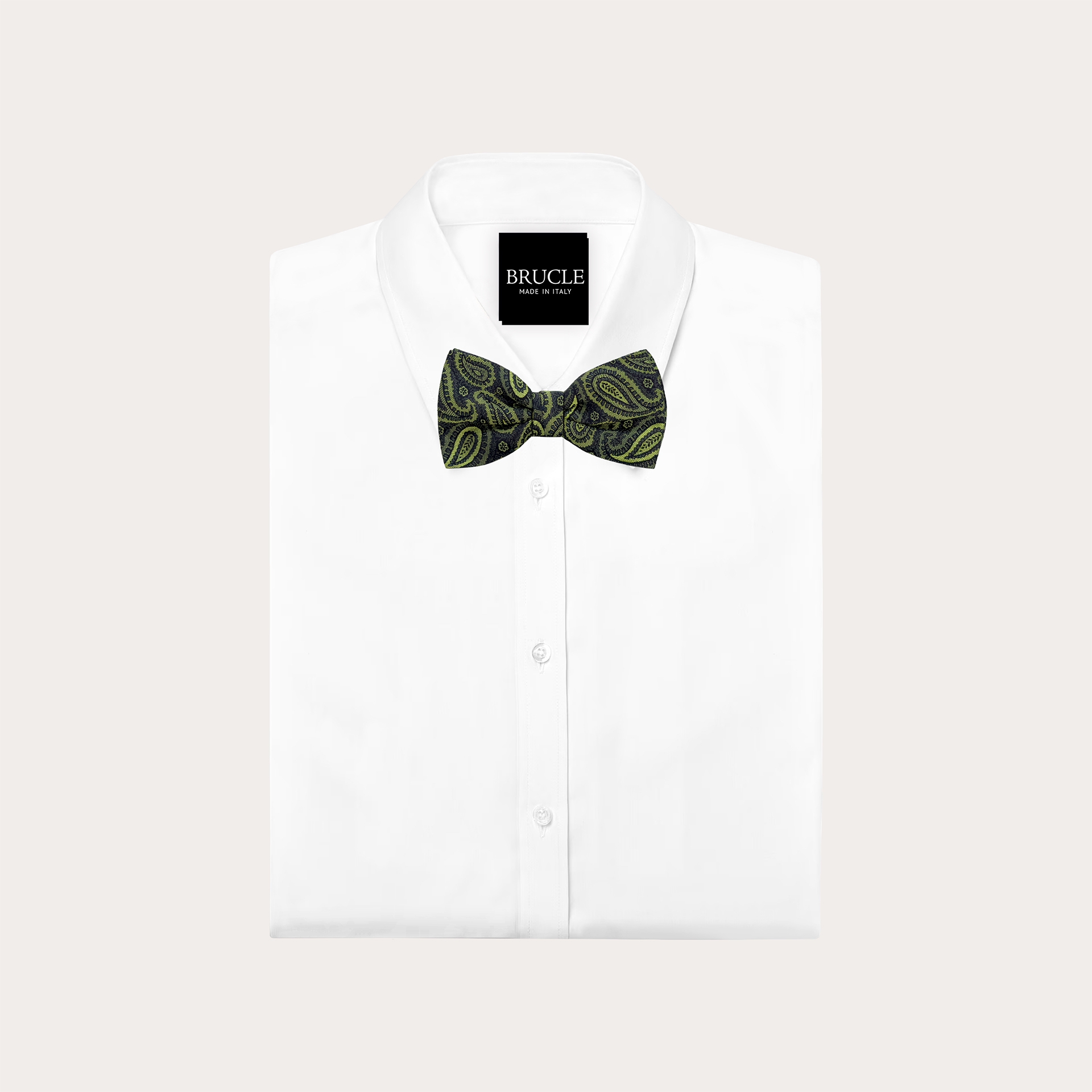Green paisley silk bow tie