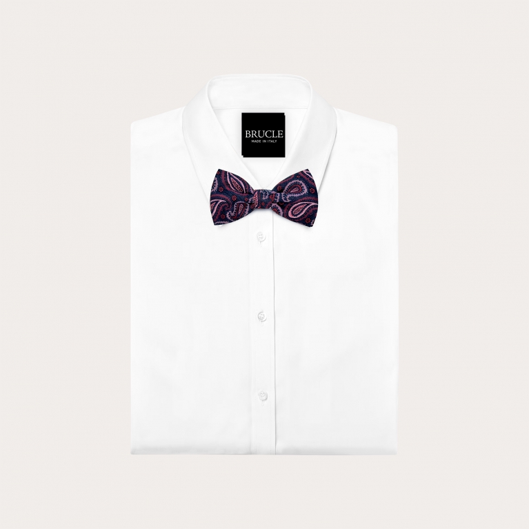 Papillon paisley bordeaux in seta