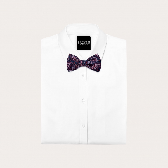 Bordeaux paisley silk bow tie