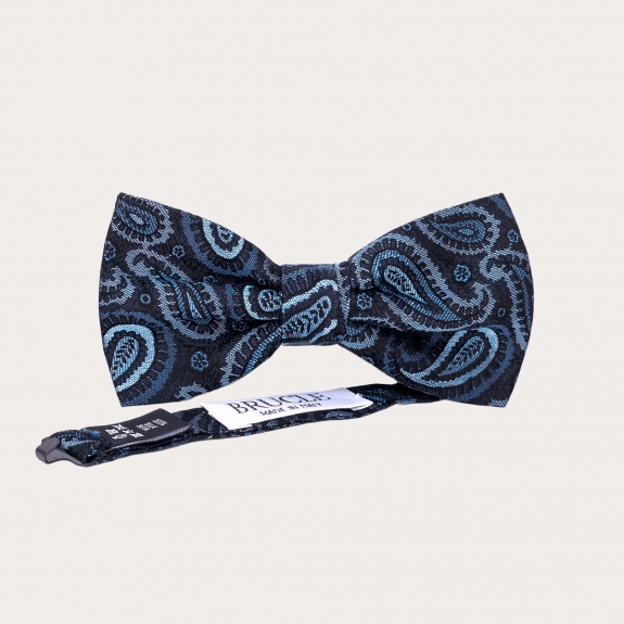 Papillon paisley blu in seta