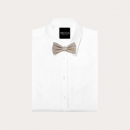 Gold paisley patterned silk bow tie