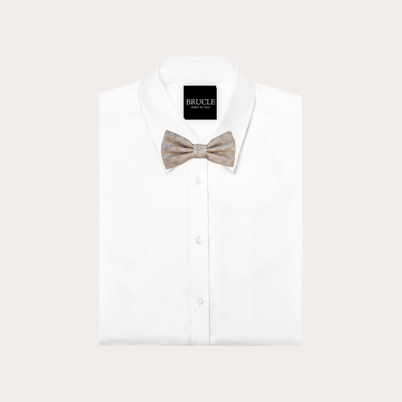 Gold paisley patterned silk bow tie