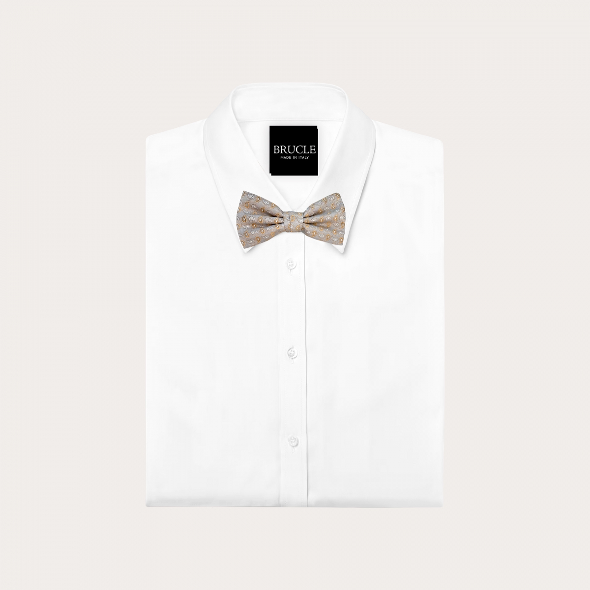 Gold paisley patterned silk bow tie