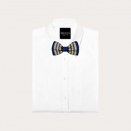 Nœud papillon à rayures verticales bleu et or