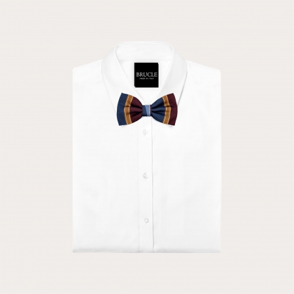 Papillon a righe blu oro e vinaccia