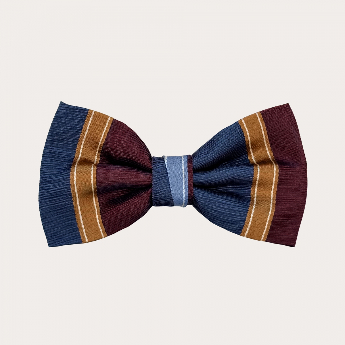 Papillon a righe blu oro e vinaccia