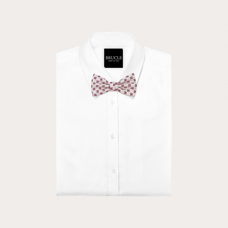 Papillon in seta argento con fiori