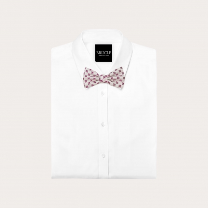 Silver silk bow tie with flowers