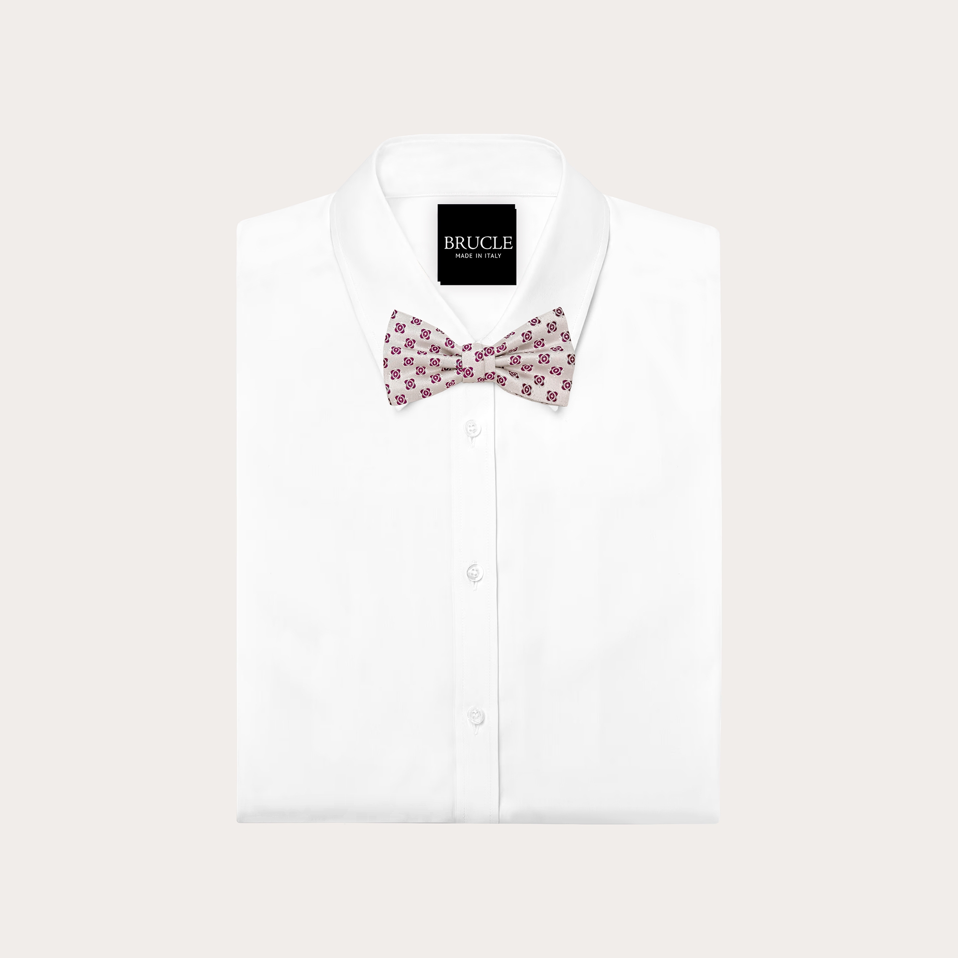 Nœud papillon en soie argenté avec fleurs