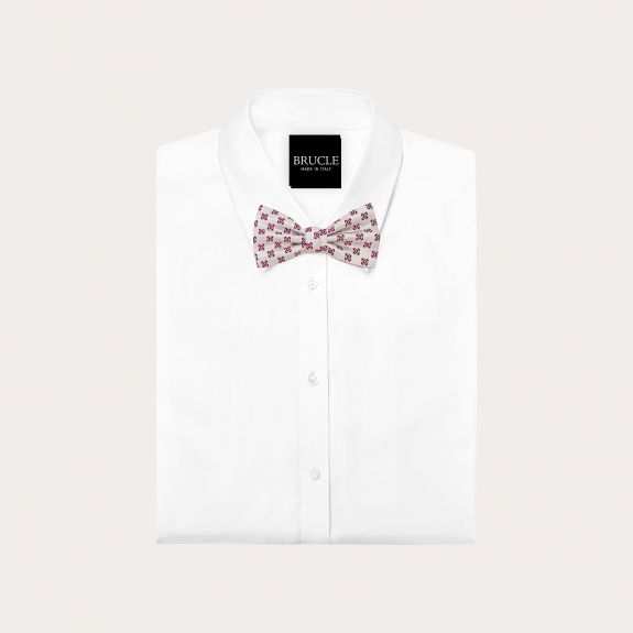 Silver silk bow tie with flowers