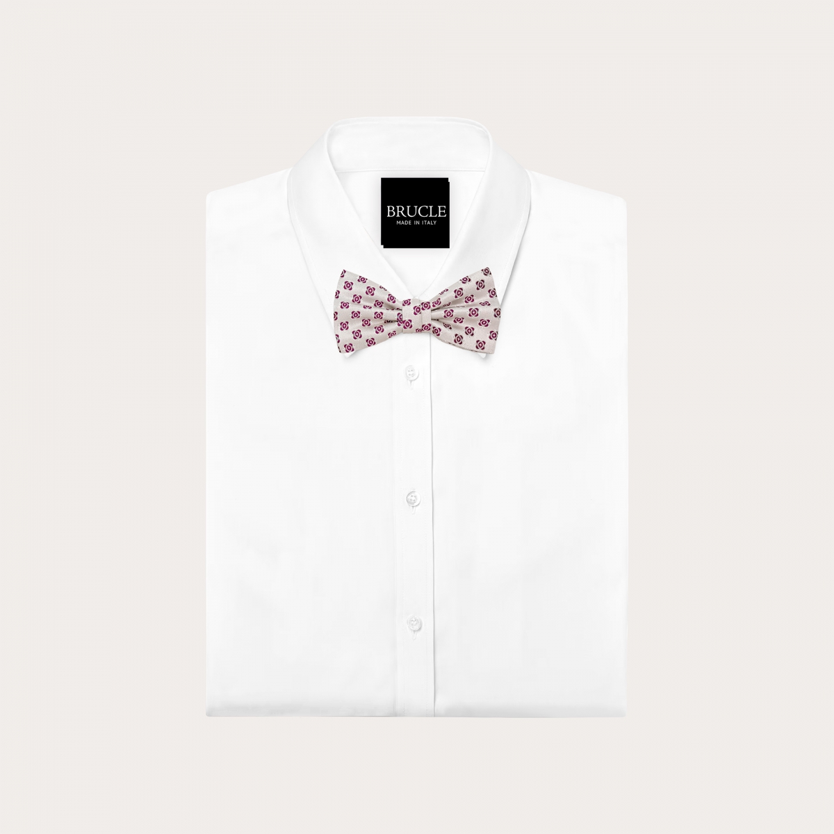 Nœud papillon en soie argenté avec fleurs