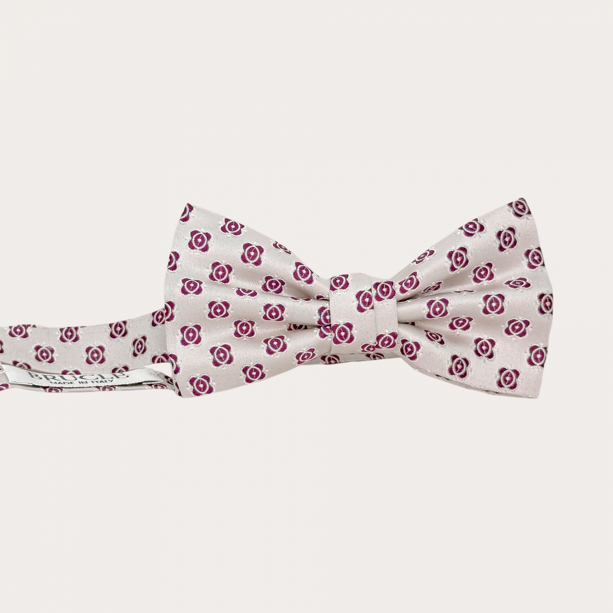 Silver silk bow tie with flowers