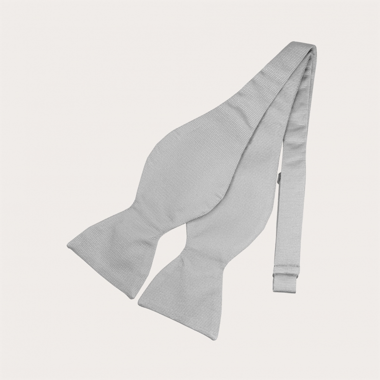 Grey self-tie silk bow tie