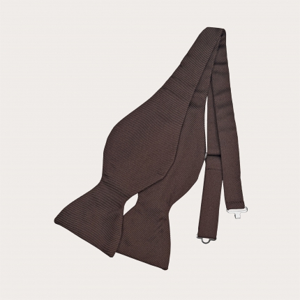 Brown self-tie silk bow tie
