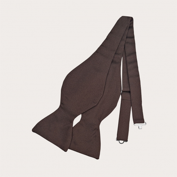 Brown self-tie silk bow tie