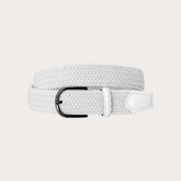 White braided elastic belt