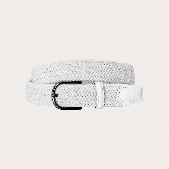 White braided elastic belt