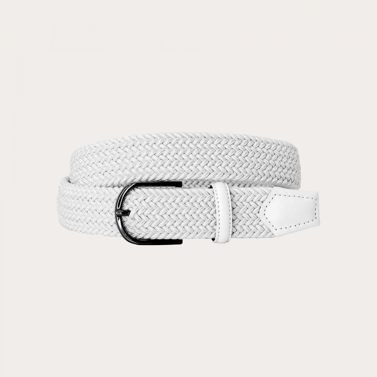 White braided elastic belt