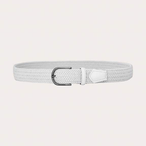 White braided elastic belt
