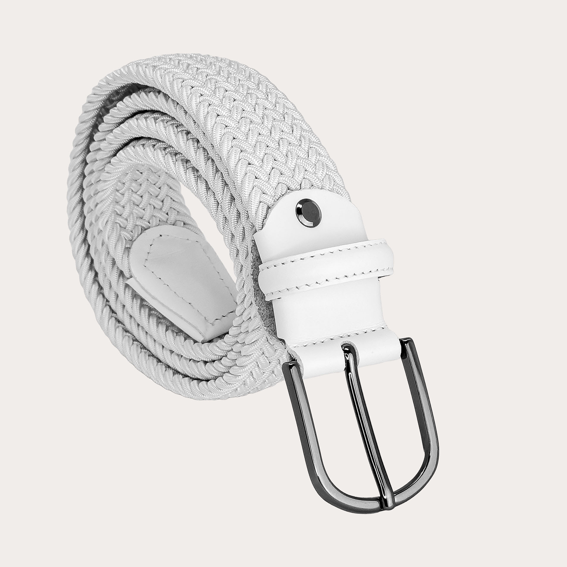 White braided elastic belt