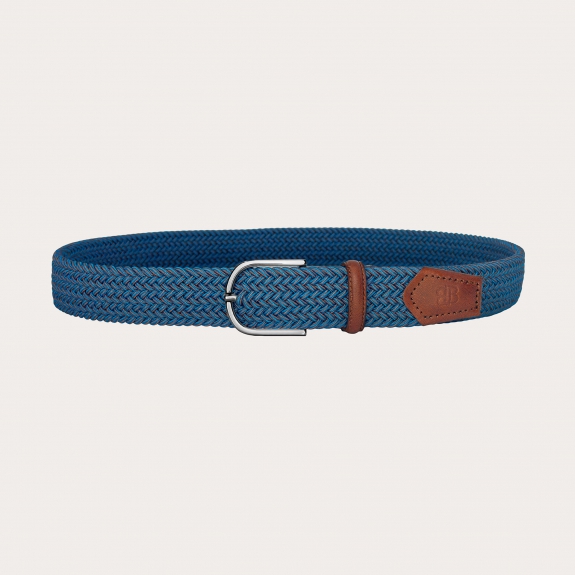 Ceinture élastique tressée sans nickel, bleu et marron chiné