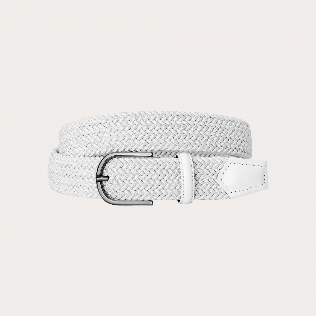 Cintura extra lunga elastica intrecciata bianca