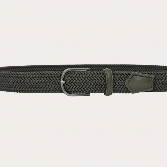 Ceinture élastique tressée extra-longue vert militaire