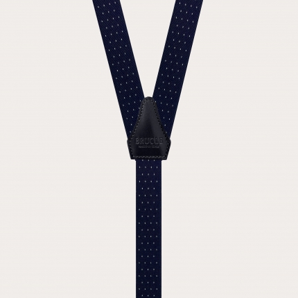 Narrow blue pin-dot suspenders with buttonholes