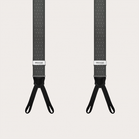 Narrow grey pin-dot suspenders with buttonholes
